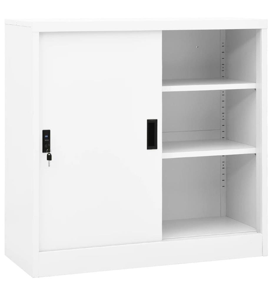 Büroschrank mit Schiebetür Weiss 90x40x90 cm Stahl