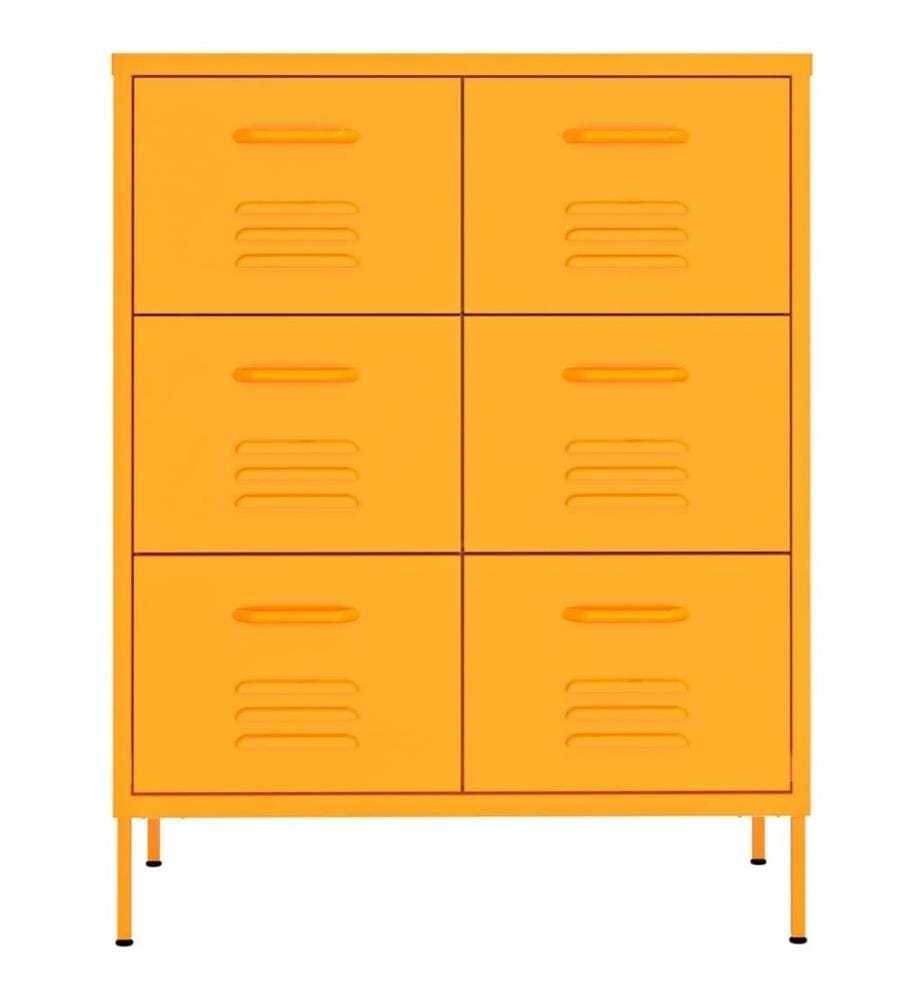 Armoire à tiroirs Jaune moutarde 80x35x101,5 cm Acier
