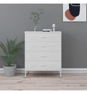 Commode Blanc 80x35x101,5 cm Acier