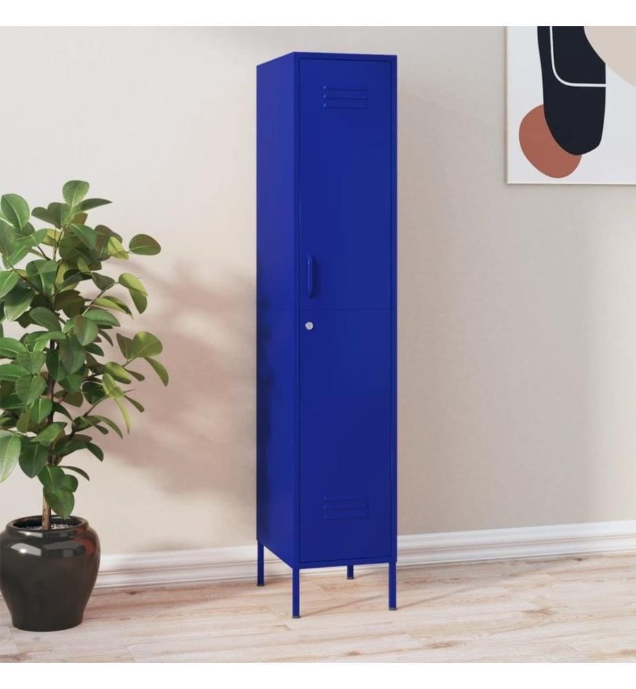 Schliessfachschrank Marineblau 35x46x180 cm Stahl
