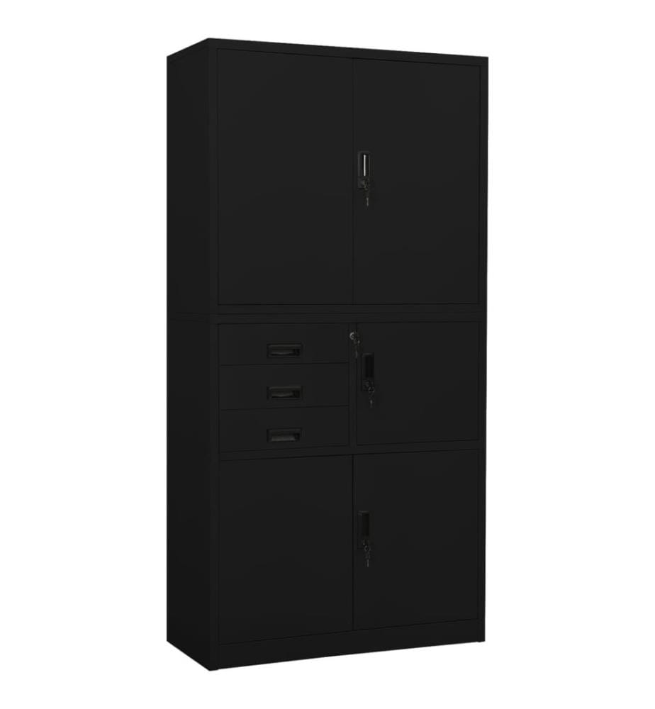 Armoire de bureau Noir 90x40x180 cm Acier