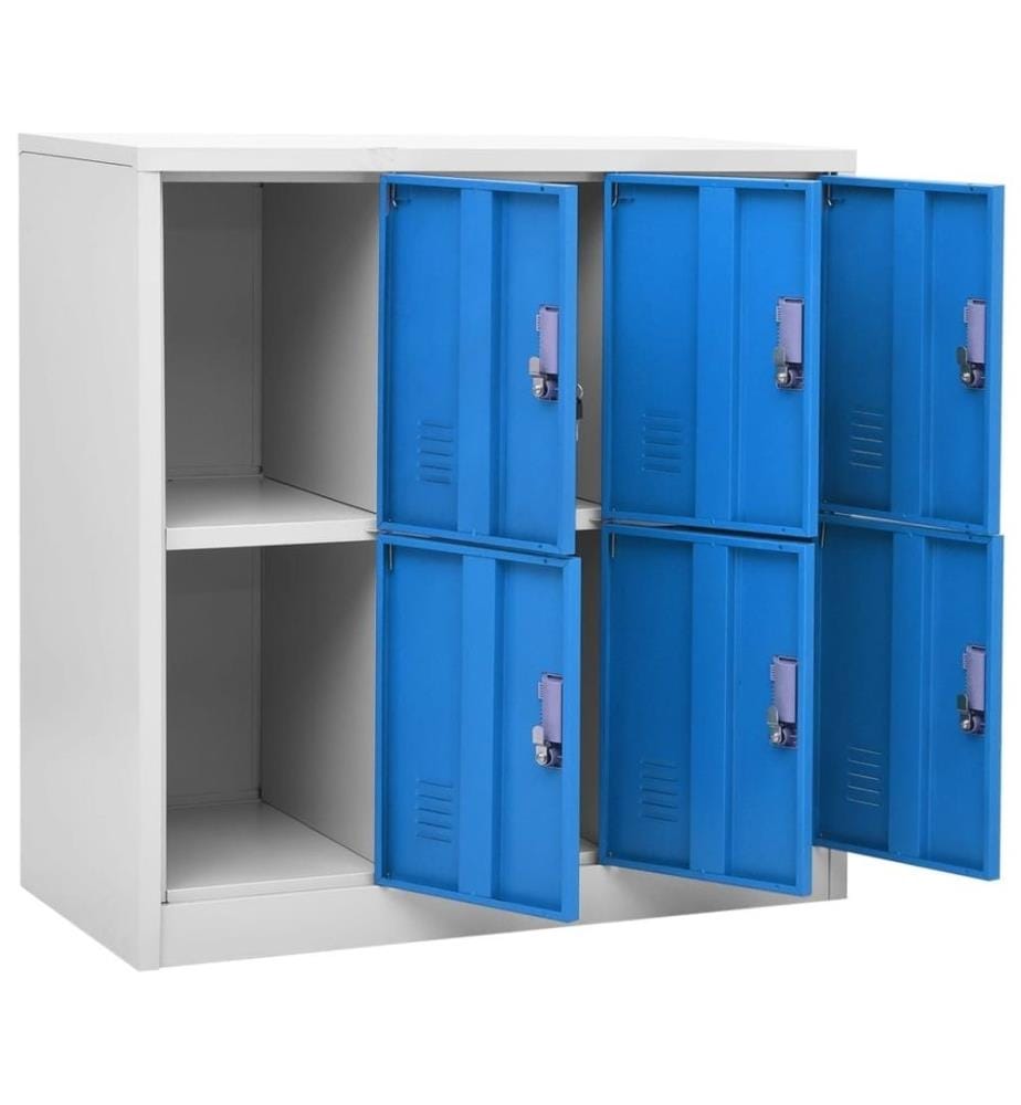 Schliessfachschrank Hellgrau und Blau 90x45x92,5 cm Stahl