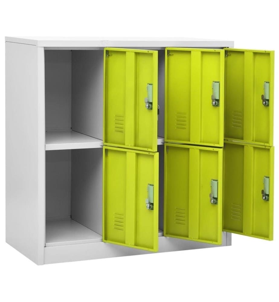 Schliessfachschrank Hellgrau und Grün 90x45x92,5 cm Stahl