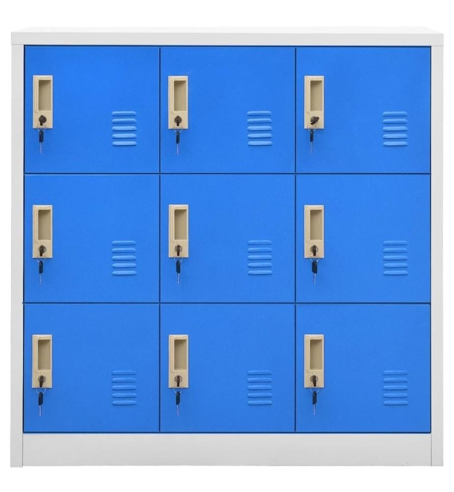 Schliessfachschrank Hellgrau und Blau 90x45x92,5 cm Stahl