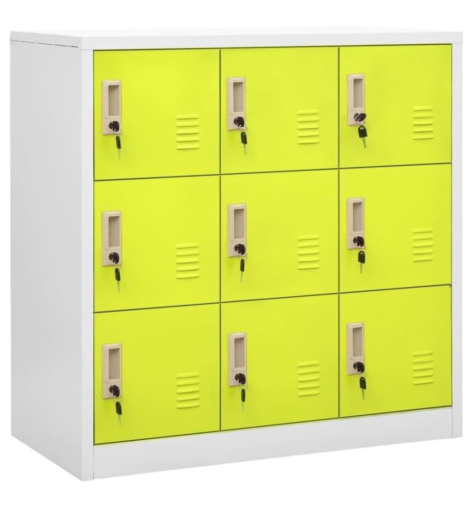 Schliessfachschrank Hellgrau und Grün 90x45x92,5 cm Stahl