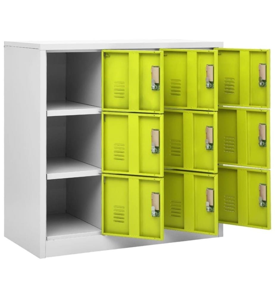 Schliessfachschrank Hellgrau und Grün 90x45x92,5 cm Stahl