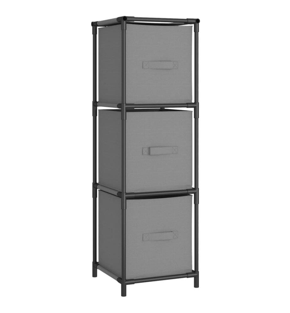 Lagerschrank mit 3 Stoff-Schubladen Grau 34x34x101 cm Stahl