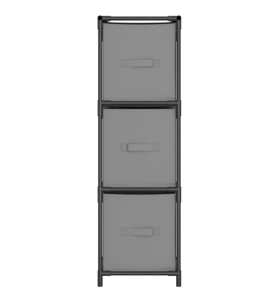 Lagerschrank mit 3 Stoff-Schubladen Grau 34x34x101 cm Stahl