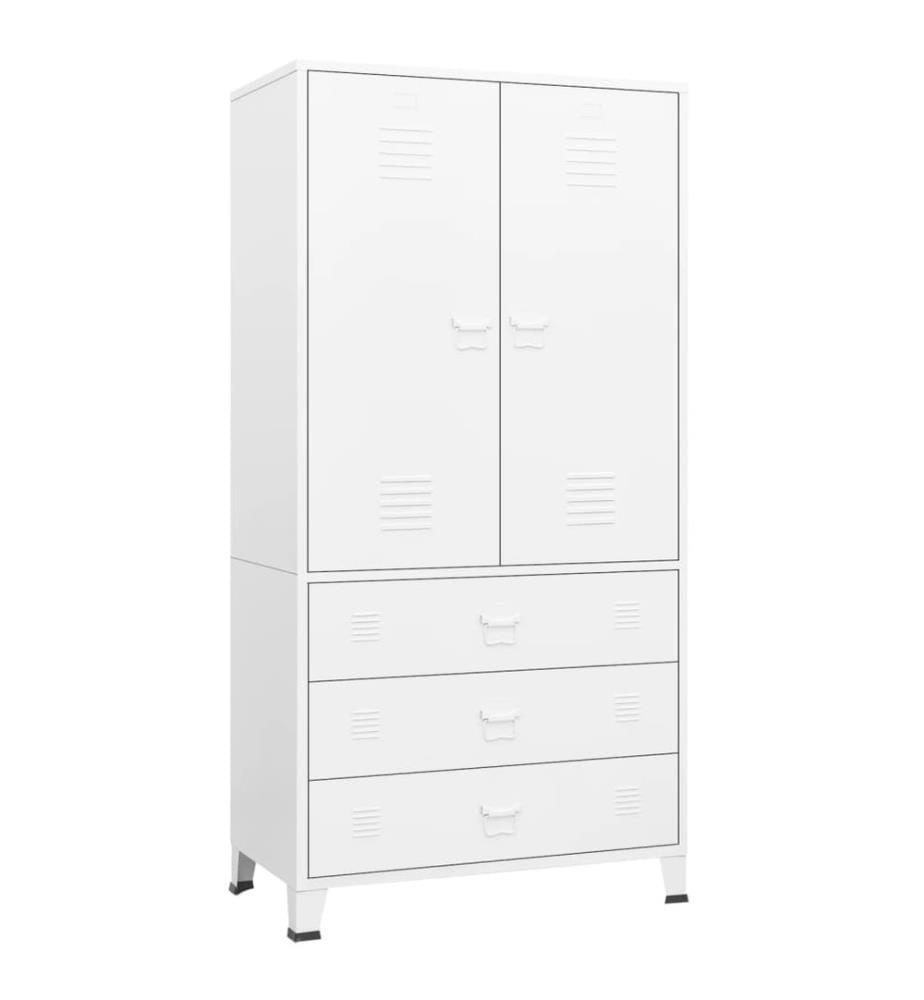 Industrial Kleiderschrank Weiss 90x50x180 cm Metall