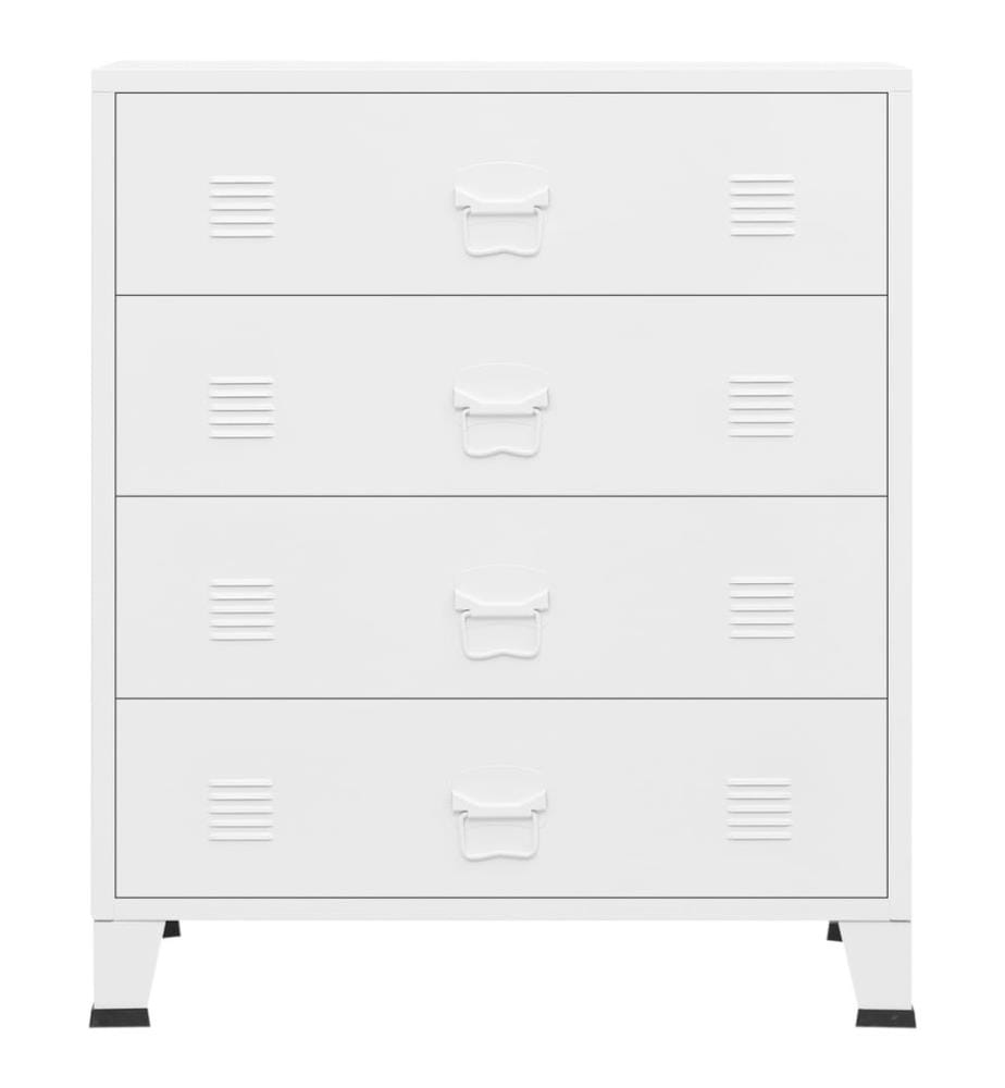 Armoire à tiroirs industrielle Blanc 78x40x93 cm Métal