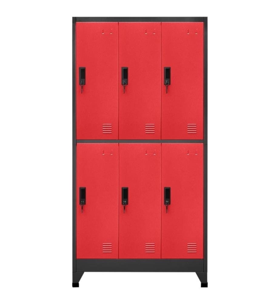 Schliessfachschrank Anthrazit und Rot 90x45x180 cm Stahl