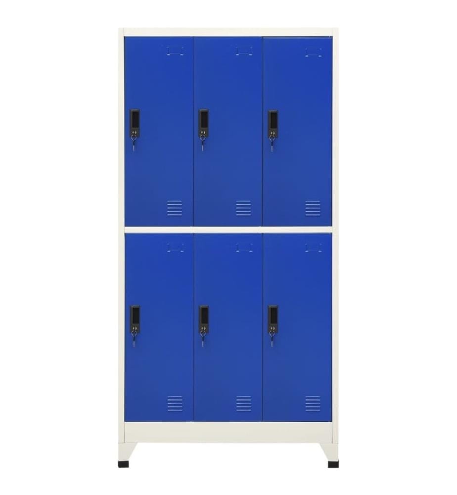 Schliessfachschrank Grau und Blau 90x45x180 cm Stahl