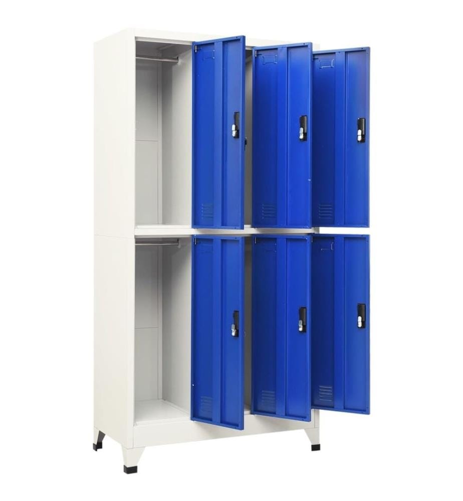 Schliessfachschrank Grau und Blau 90x45x180 cm Stahl
