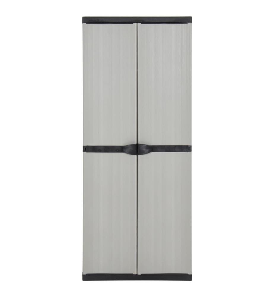 Garten-Lagerschrank mit 3 Böden Grau & Schwarz 68x40x168 cm