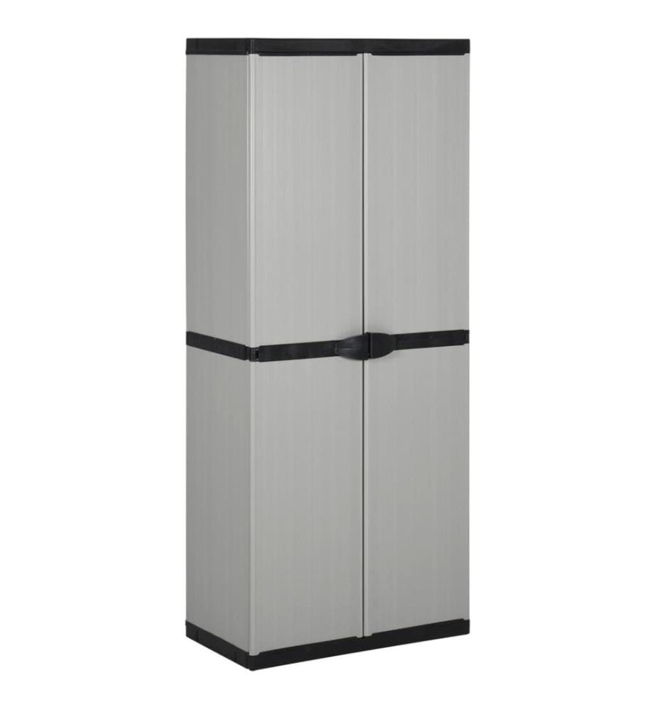 Garten-Lagerschrank mit 3 Böden Grau & Schwarz 68x40x168 cm
