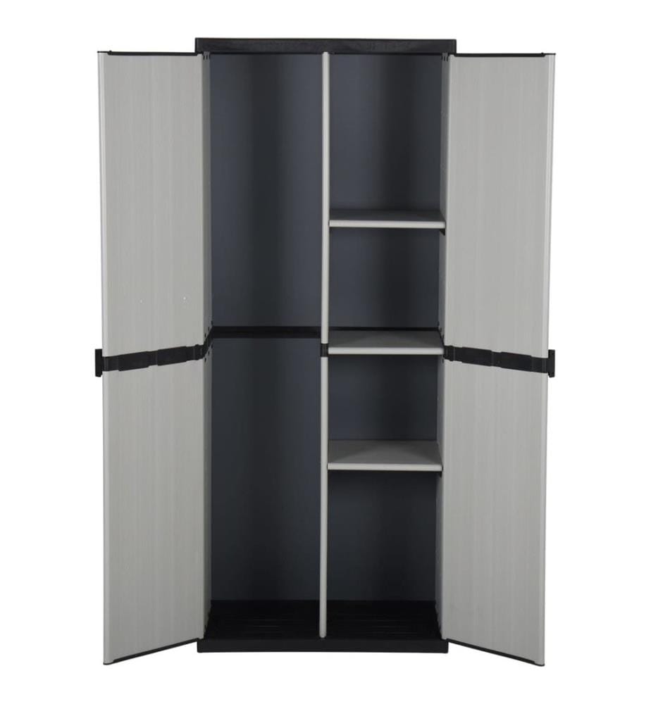 Garten-Lagerschrank mit 3 Böden Grau & Schwarz 68x40x168 cm