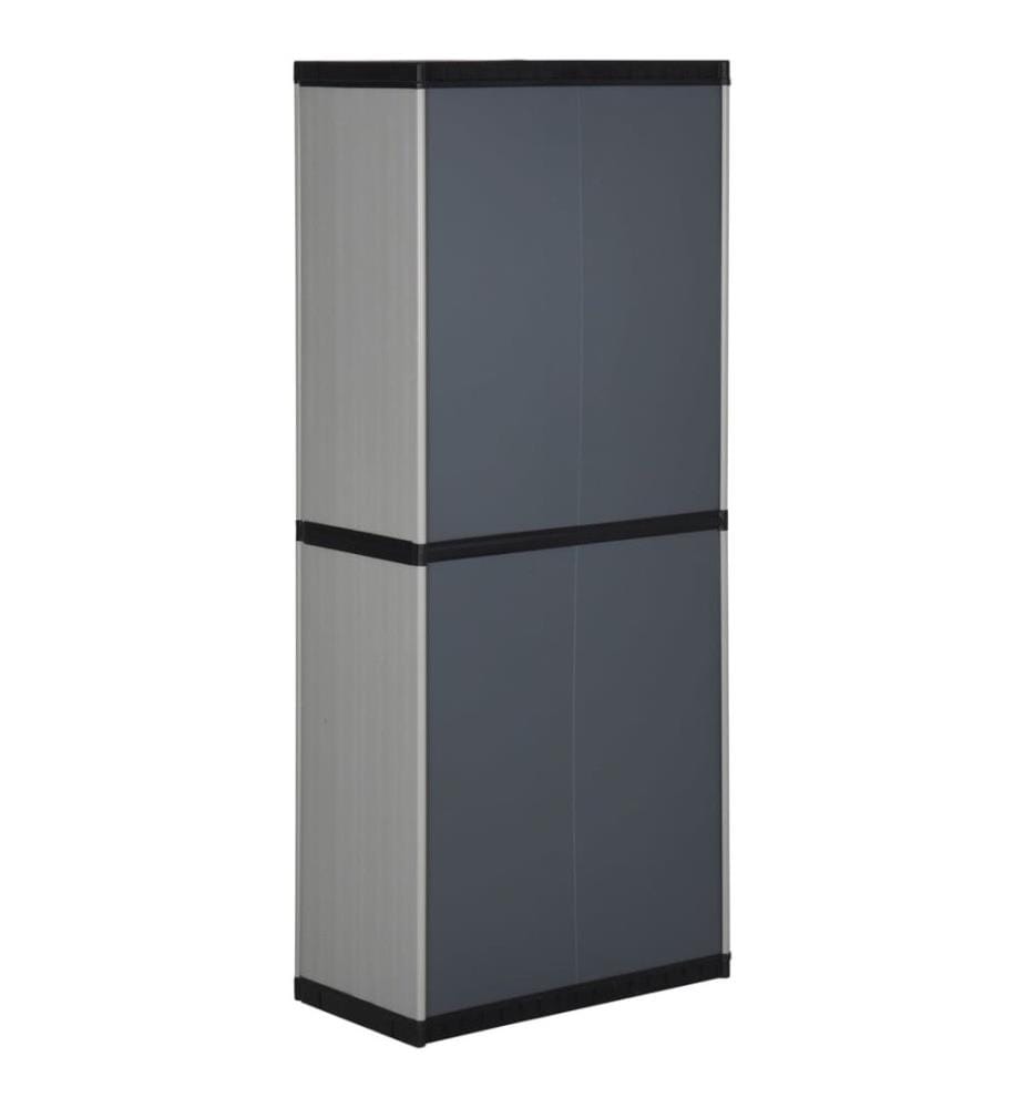 Garten-Lagerschrank mit 3 Böden Grau & Schwarz 68x40x168 cm