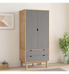 Garde-robe OTTA Marron et gris 76,5x53x172 cm Bois massif pin