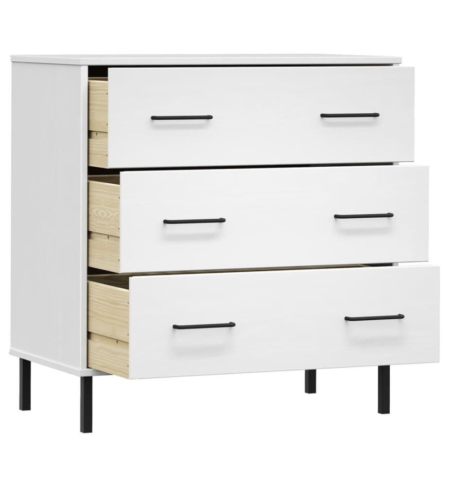 Buffet avec 3 tiroirs Blanc 77x40x79,5 cm Bois massif OSLO
