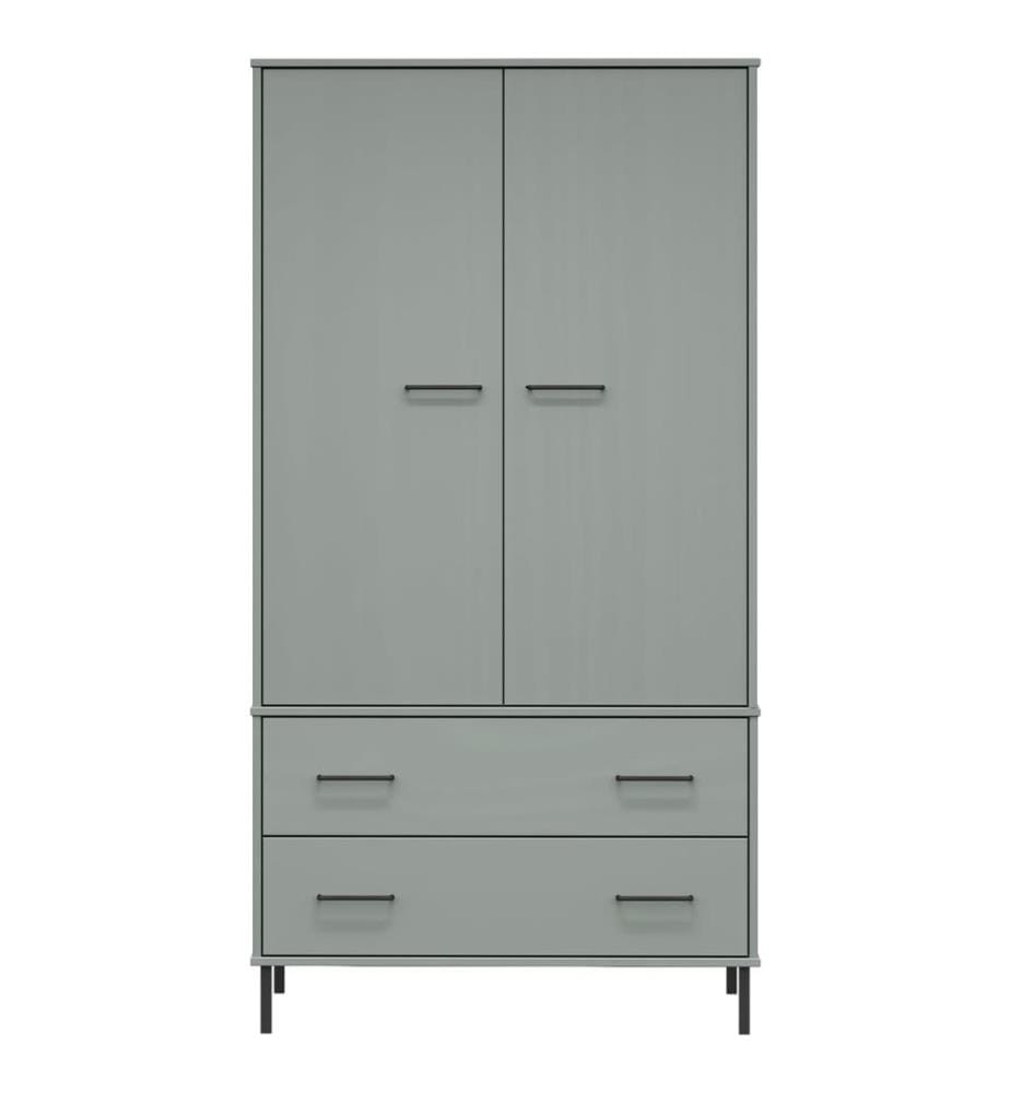 Garde-robe avec pieds en métal Gris 90x55x172,5 cm Bois OSLO
