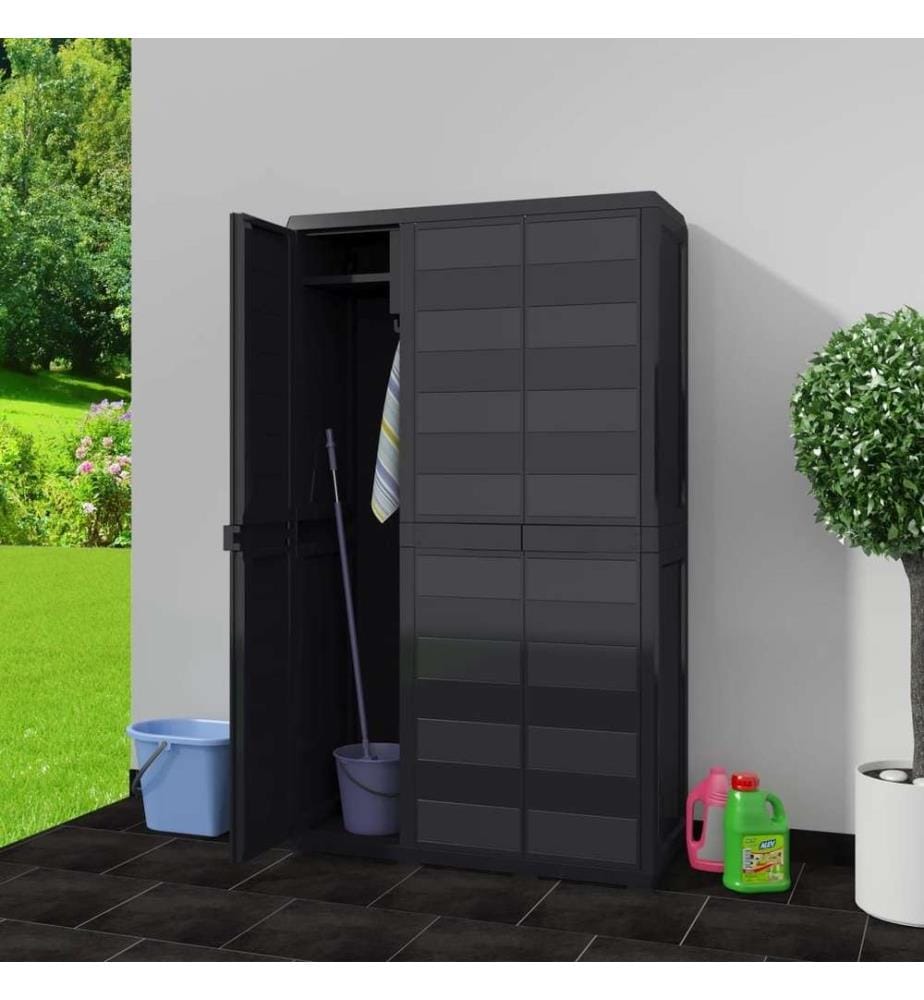 Gartenschrank mit 4 Regalen Schwarz