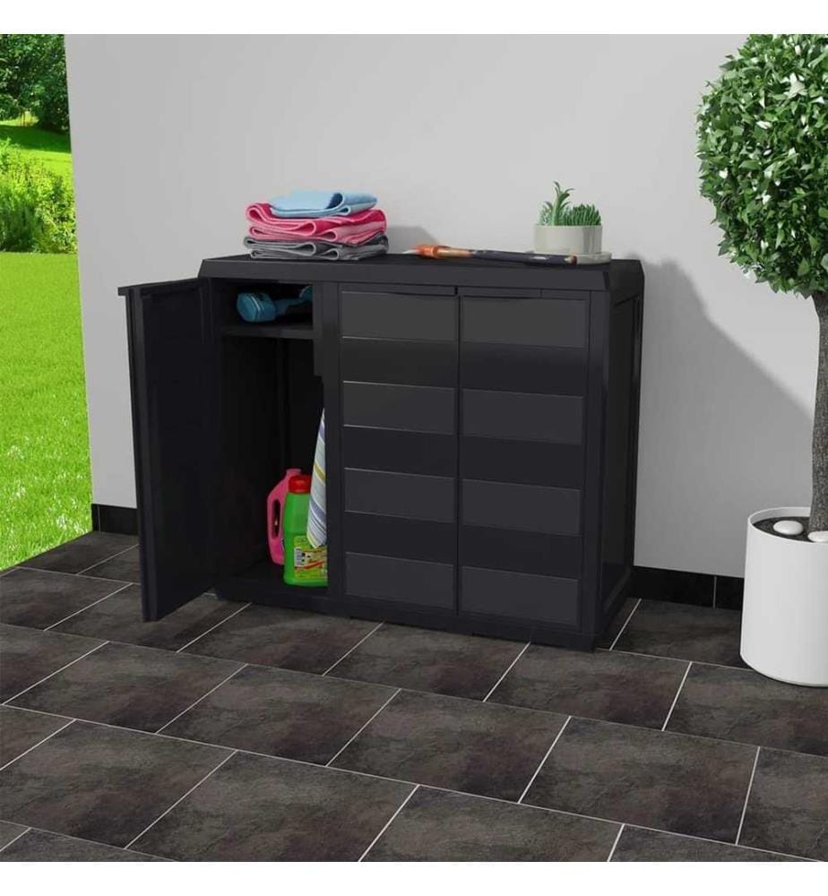 Gartenschrank mit 2 Regalen Schwarz