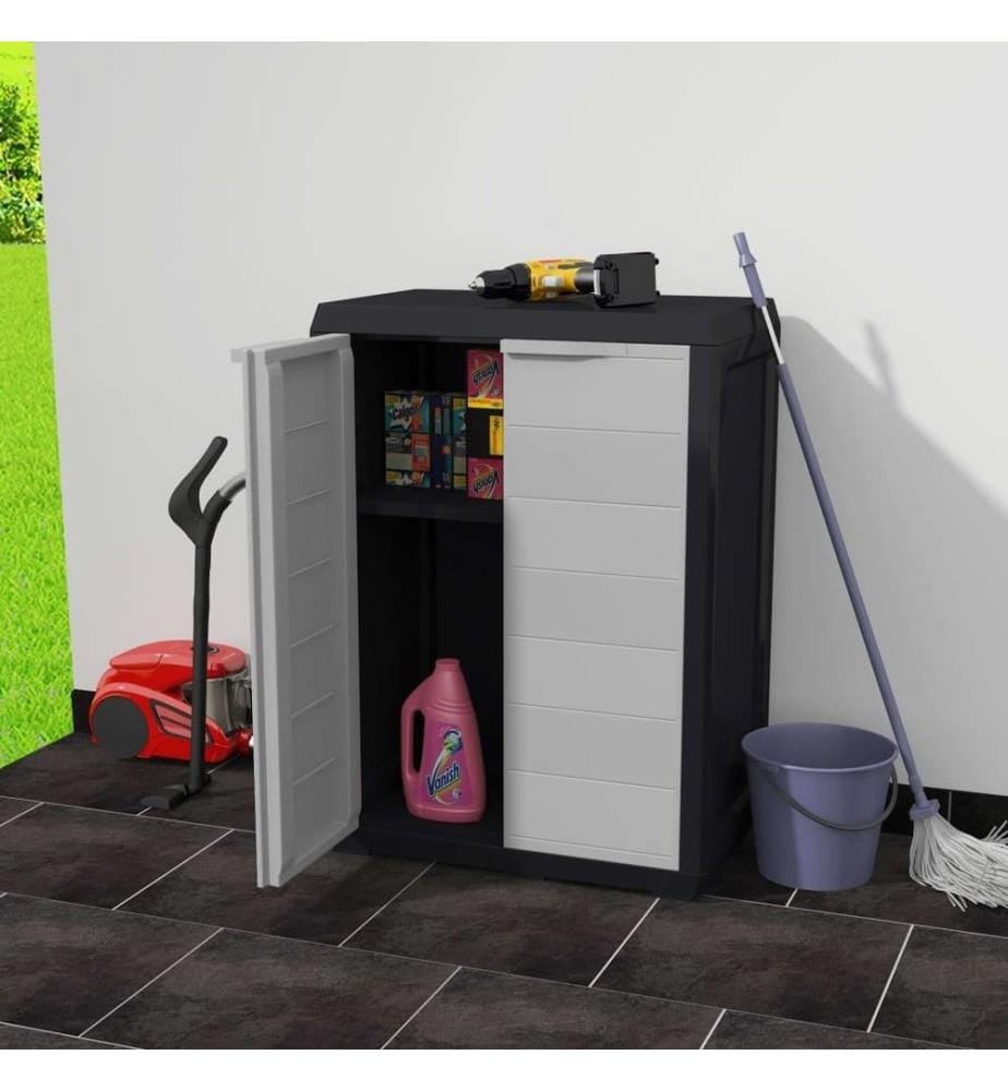 Gartenschrank mit 1 Regal Schwarz und Grau