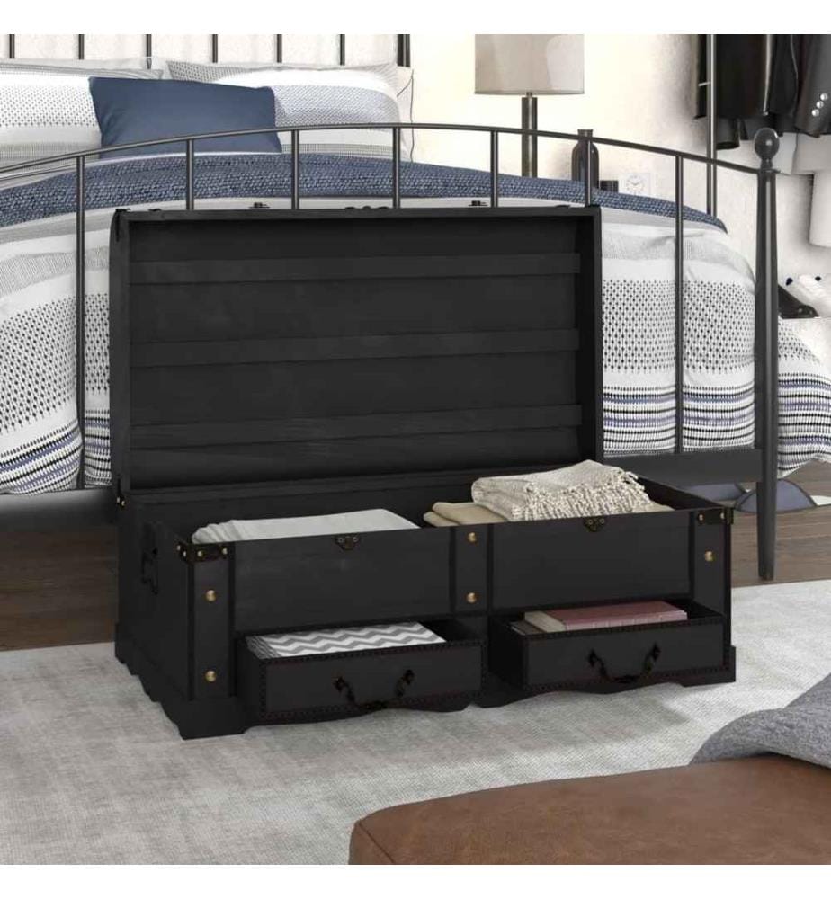 Coffre de rangement en bois Large Noir
