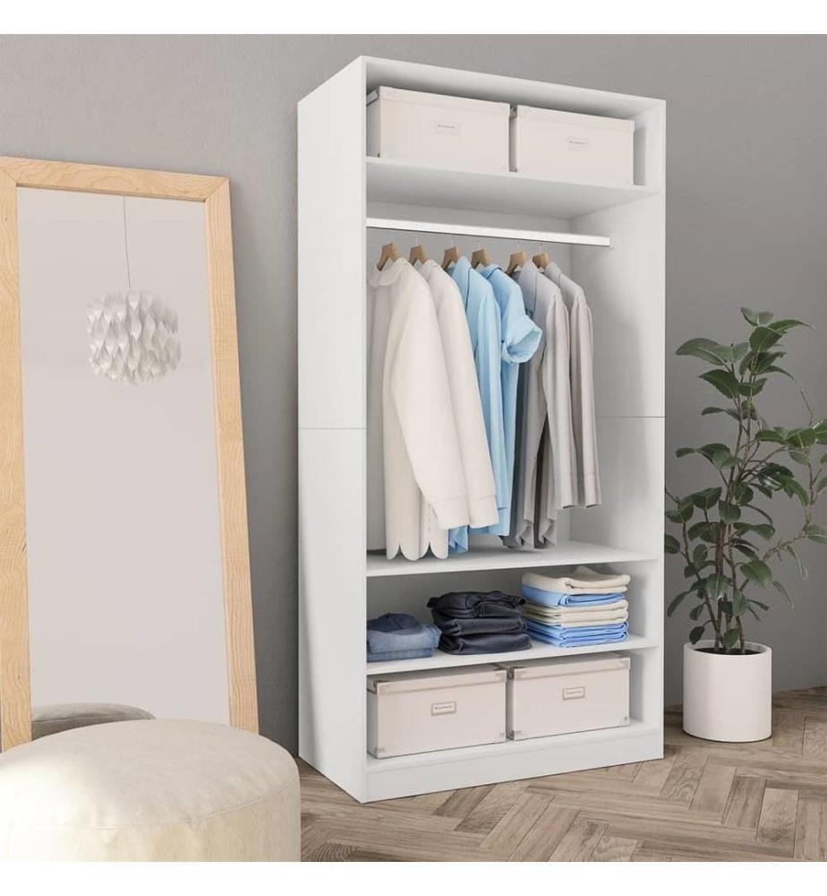 Kleiderschrank Weiss 100×50×200 cm Holzwerkstoff