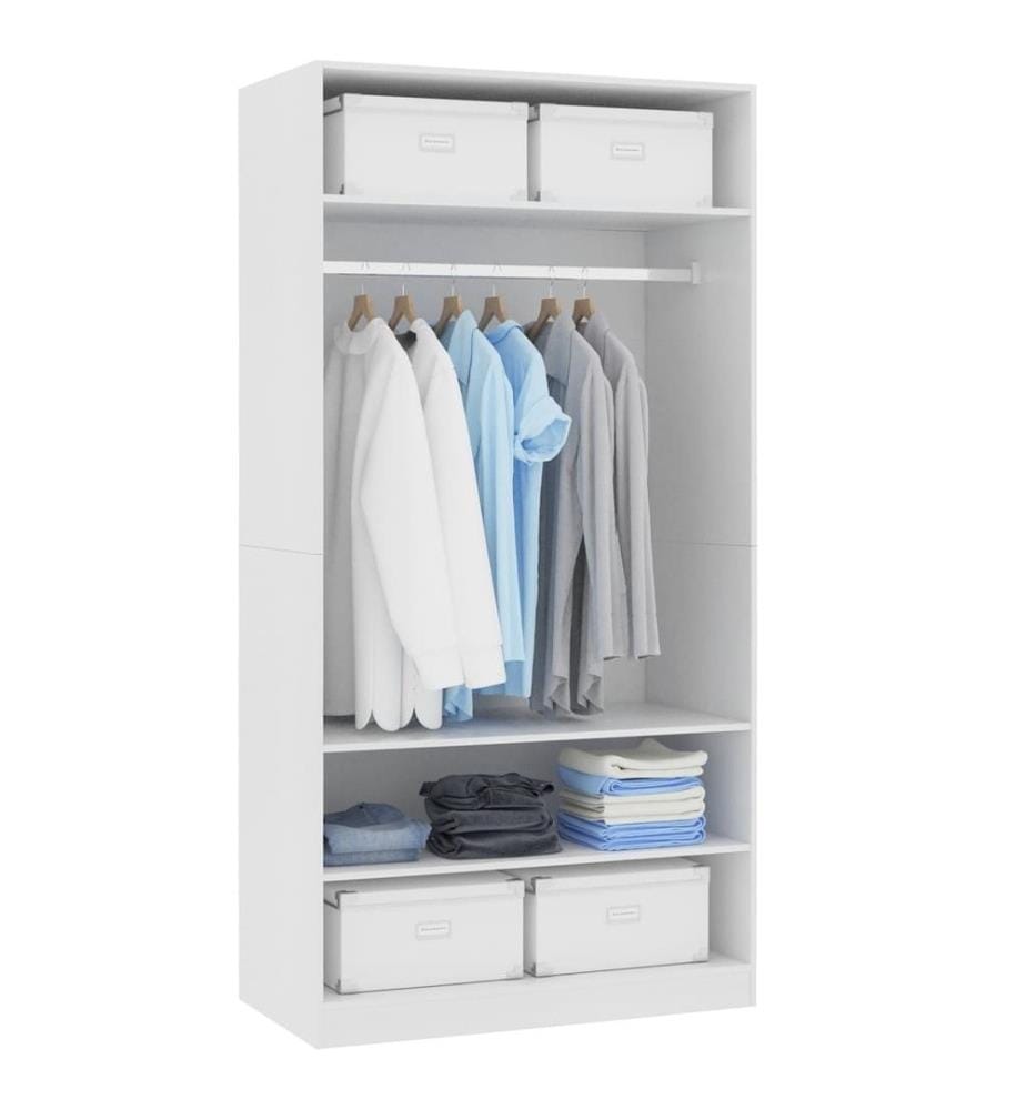 Kleiderschrank Weiss 100×50×200 cm Holzwerkstoff