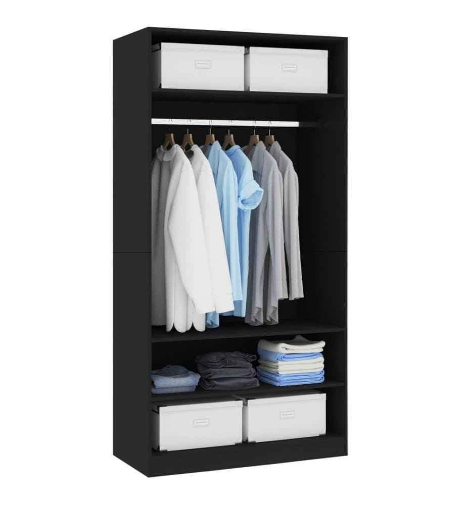 Kleiderschrank Schwarz 100x50x200 cm Holzwerkstoff