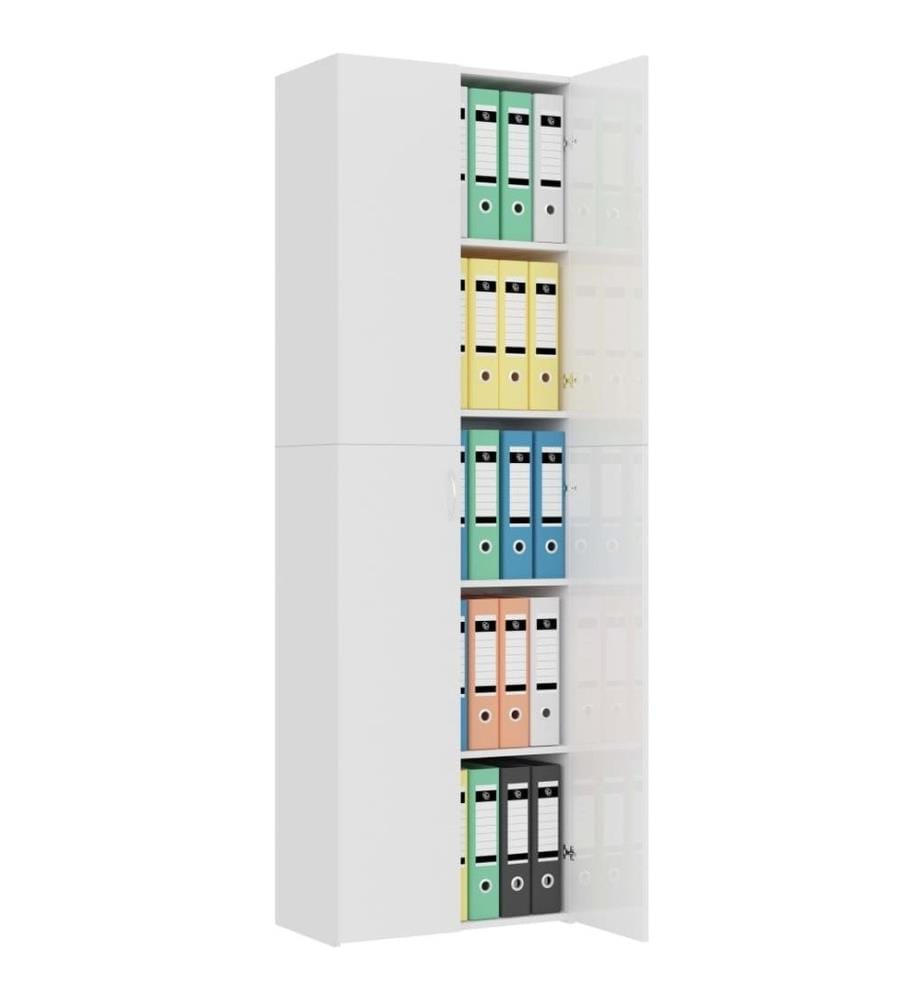 Armoire de bureau Blanc brillant 60x32x190 cm Aggloméré
