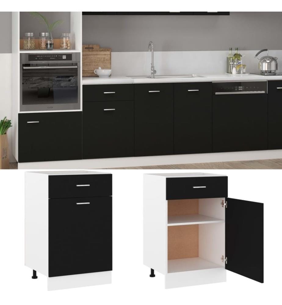 Armoire de plancher à tiroir Noir 50x46x81,5 cm Aggloméré