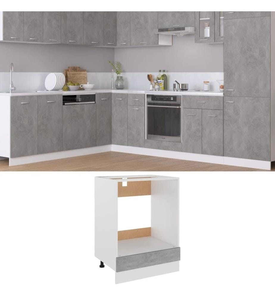 Armoire à four Gris béton 60x46x81,5 cm Aggloméré