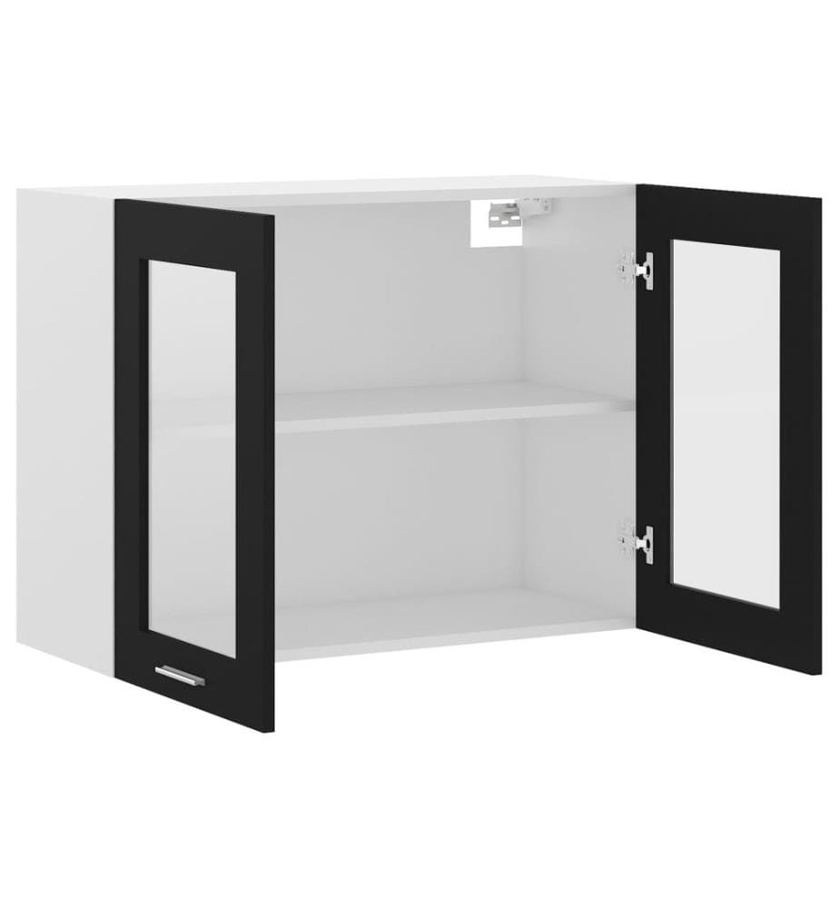 Hängeglasschrank Schwarz 80x31x60 cm Holzwerkstoff