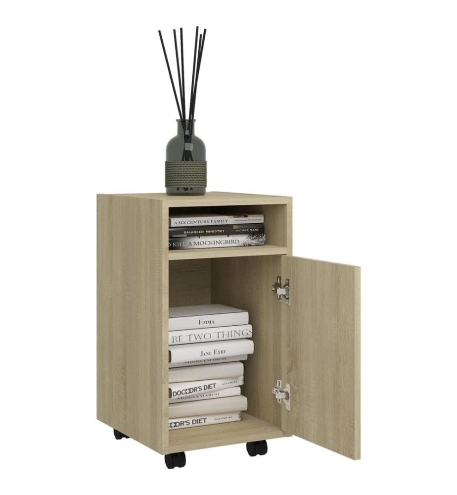 Beistellschrank mit Rollen Sonoma-Eiche 33x38x60 cm