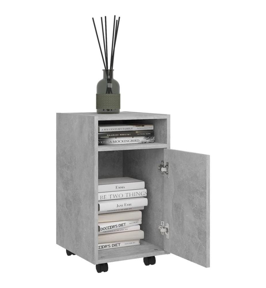 Armoire latérale avec roues Gris béton 33x38x60 cm Aggloméré
