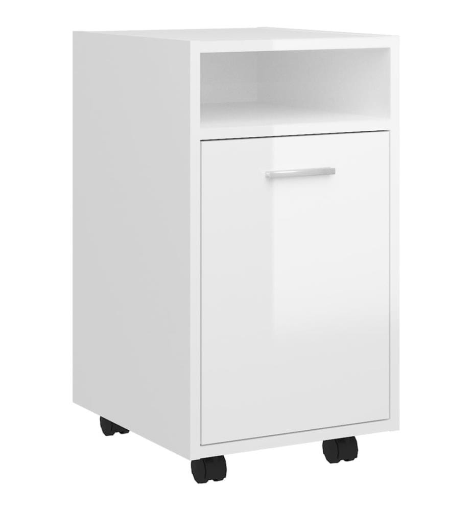 Beistellschrank mit Rollen Hochglanz-Weiss 33x38x60 cm