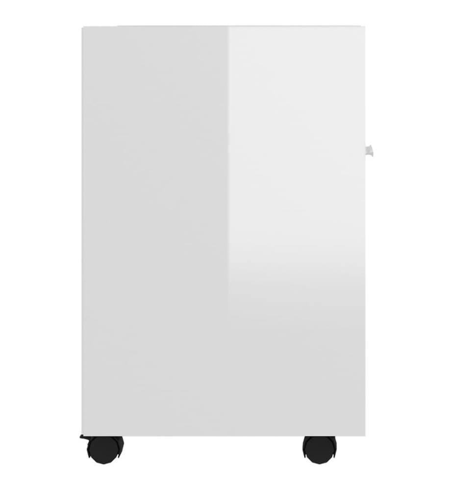 Beistellschrank mit Rollen Hochglanz-Weiss 33x38x60 cm
