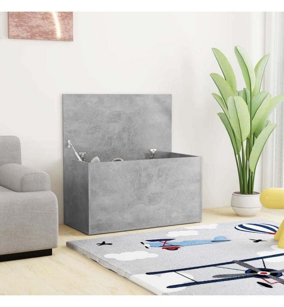 Coffre de rangement Gris béton 84x42x46 cm Bois d'ingénierie