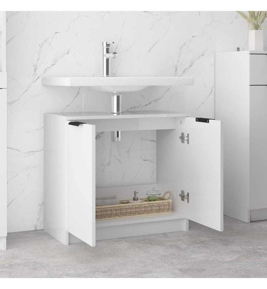 Armoire de salle de bain Blanc brillant 64,5x33,5x59 cm