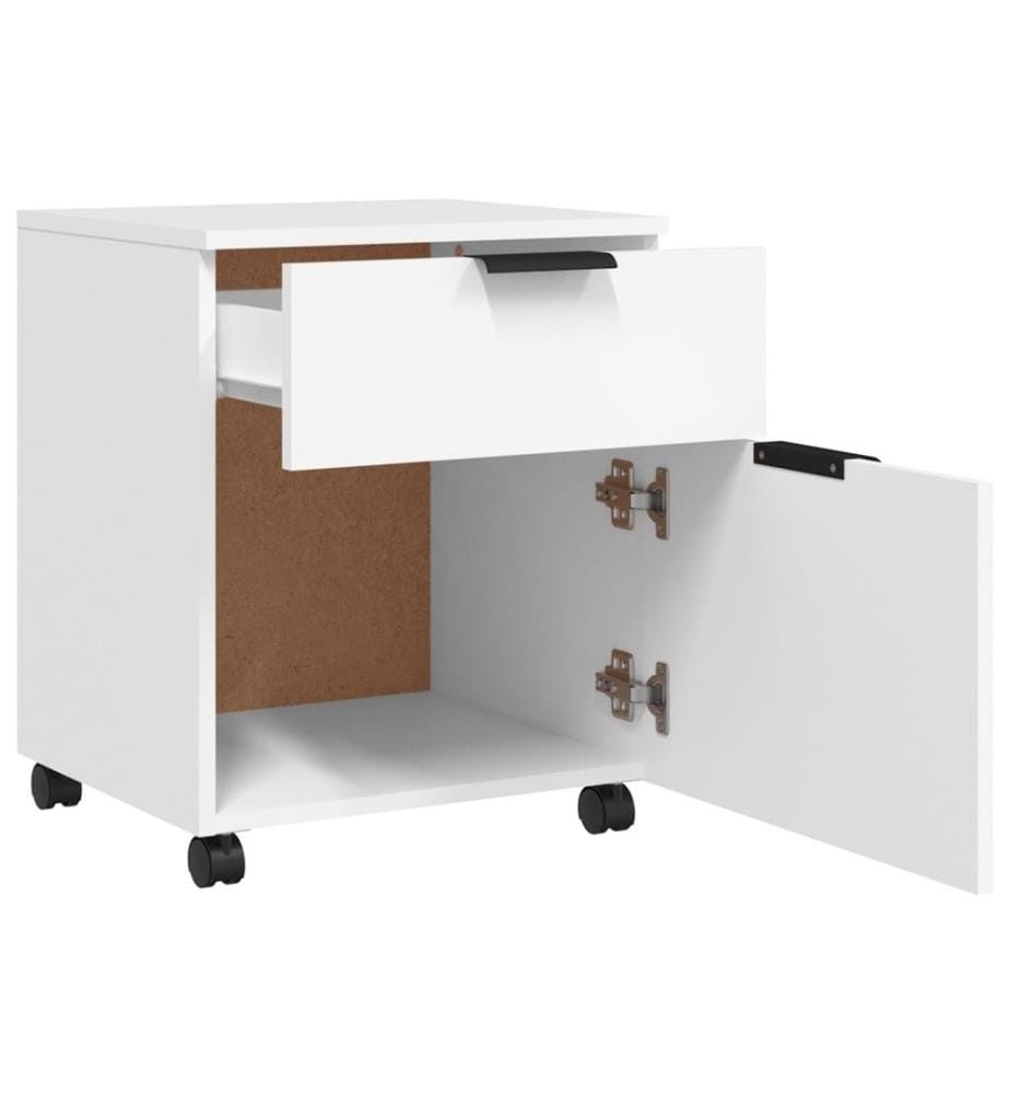 Classeur mobile avec roues Blanc 45x38x54 cm Bois d'ingénierie