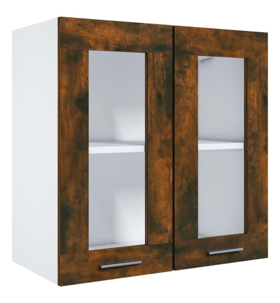 Hängeschrank Glas Räuchereiche 60x31x60 cm Holzwerkstoff