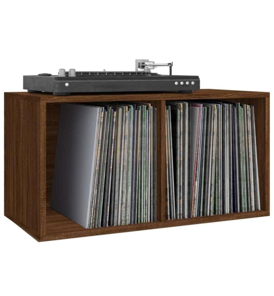 Boîte de rangement de vinyles Chêne marron 71x34x36 cm