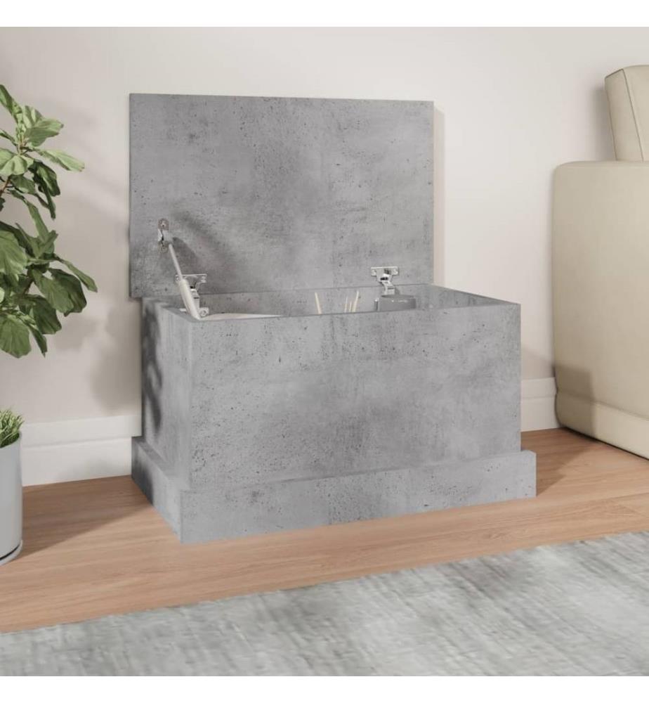 Boîte de rangement gris béton 50x30x28 cm bois d'ingénierie