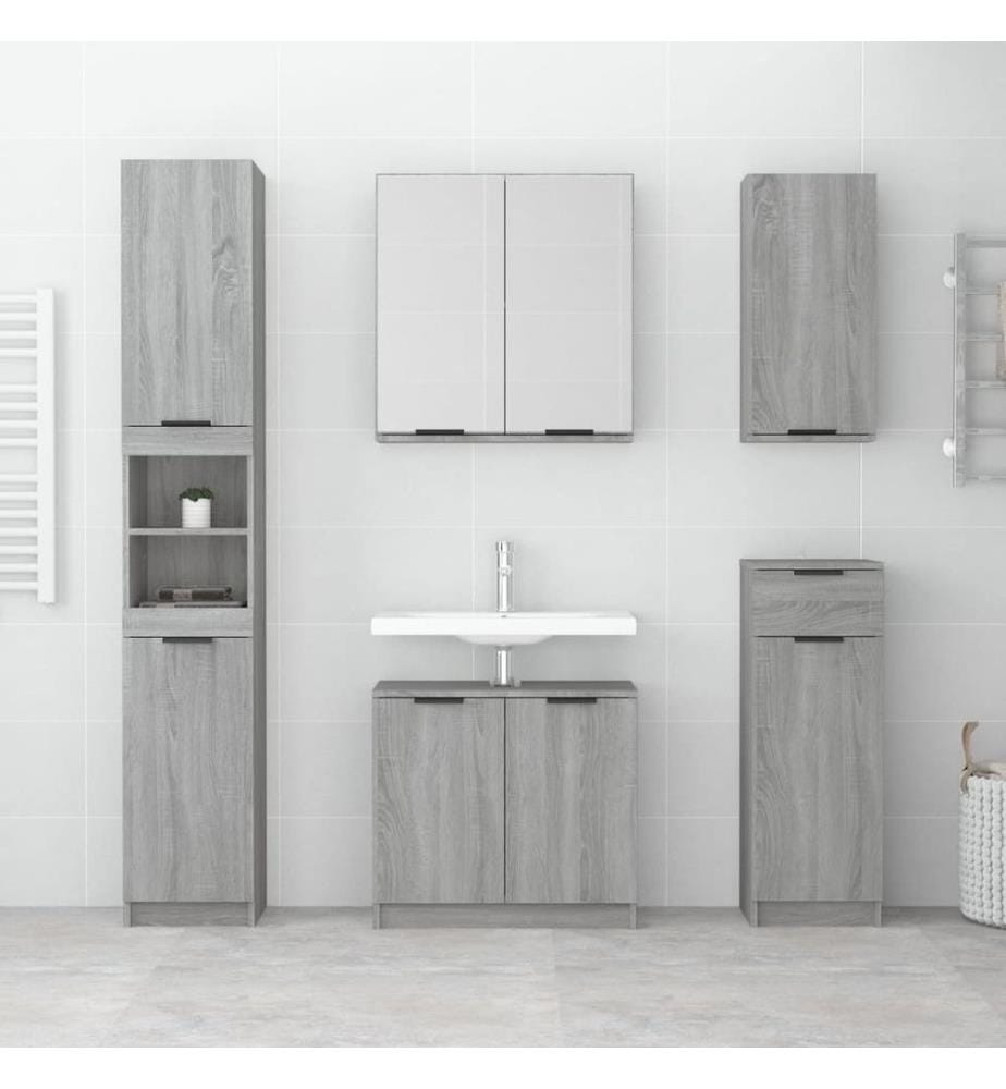 Wand-Badschrank Grau Sonoma 32x20x67 cm