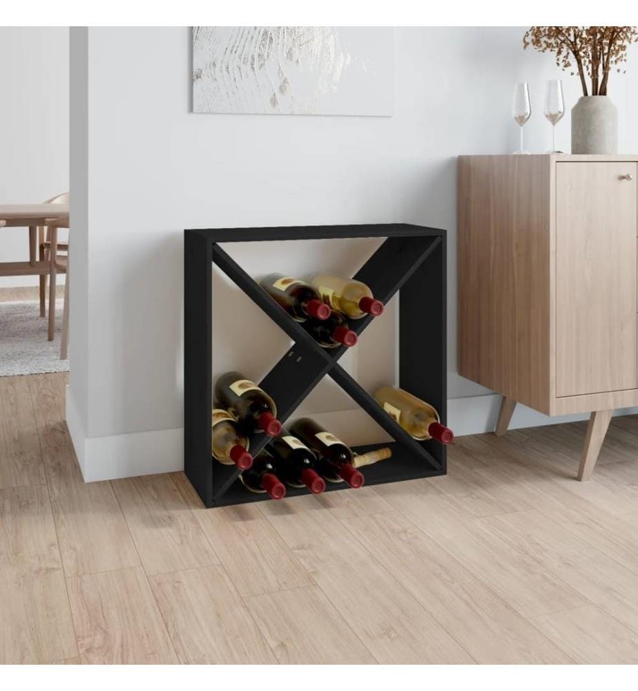 Weinregal Schwarz 62x25x62 cm Massivholz Kiefer