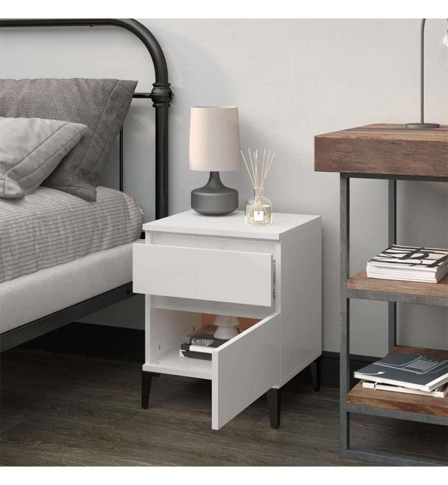 Table de chevet Blanc brillant 40x35x50 cm