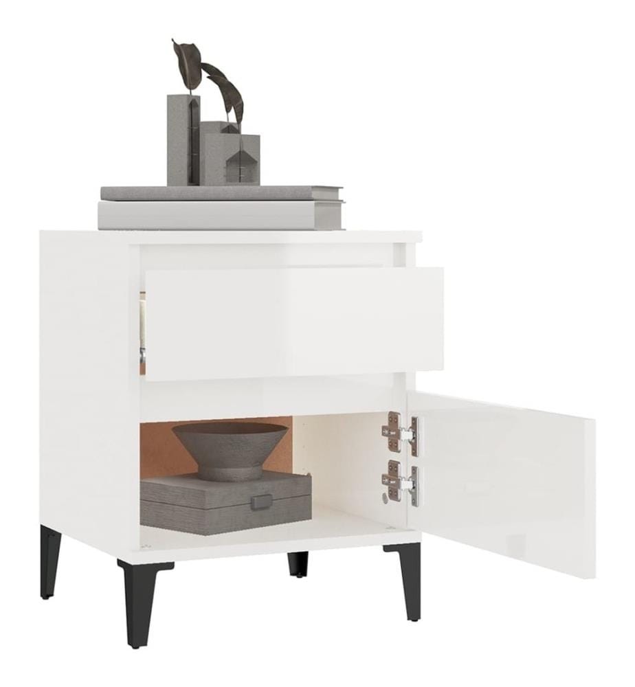 Table de chevet Blanc brillant 40x35x50 cm