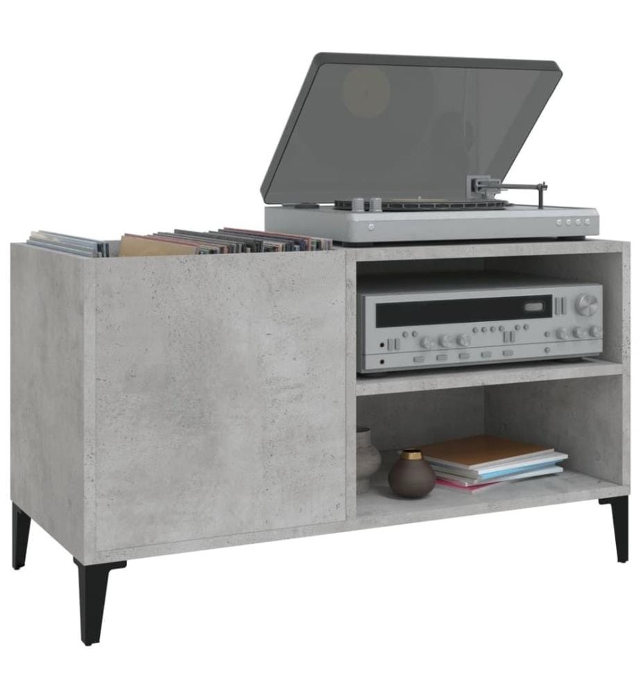 Armoire à disques gris béton 84,5x38x48 cm bois d'ingénierie